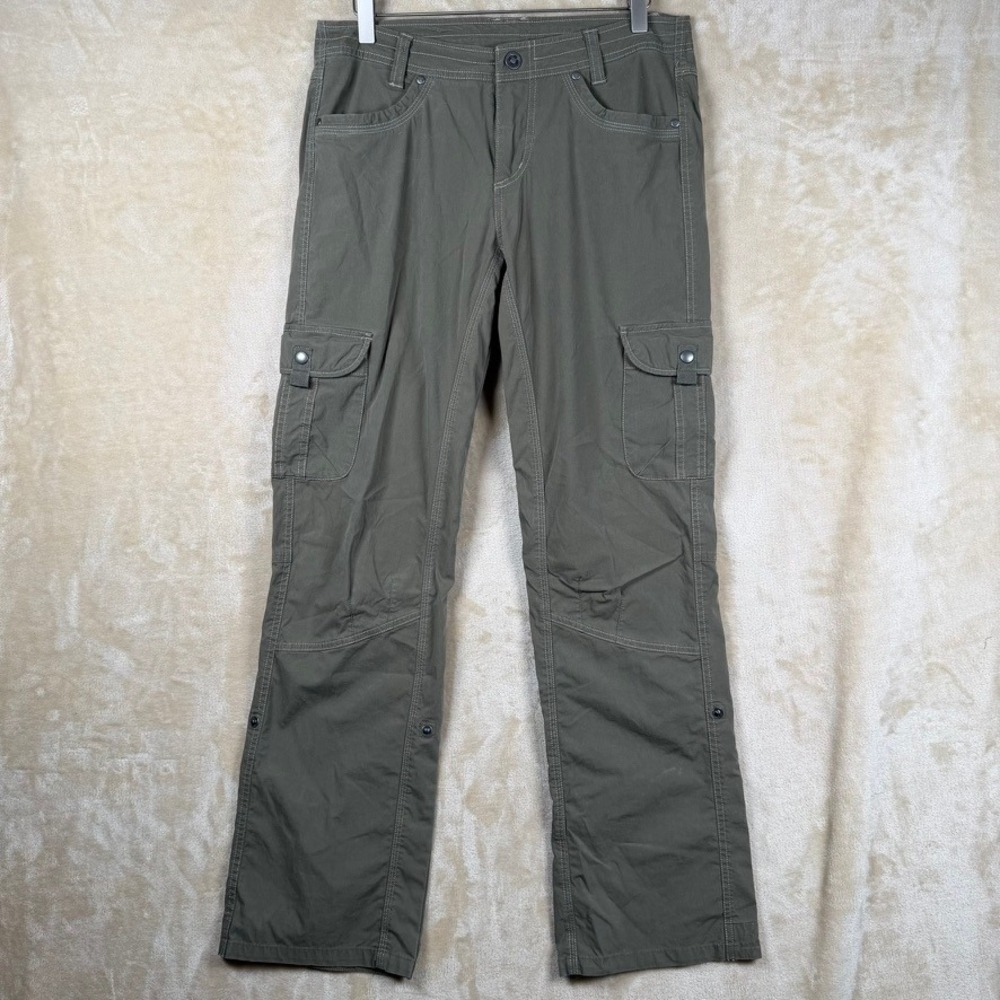 Kuhl Womens Cargo Pants Olive Green Roll Up Hiking Outdoor Utility Size 8R